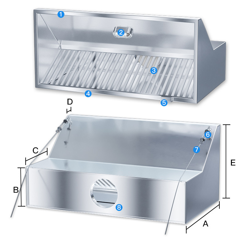 Commercial Kitchen Vent Hood - شفاط مطبخ تجاري من الستانلس ستيل